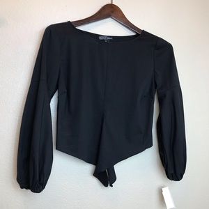 AQUA || Long Sleeves Black Crop Top
